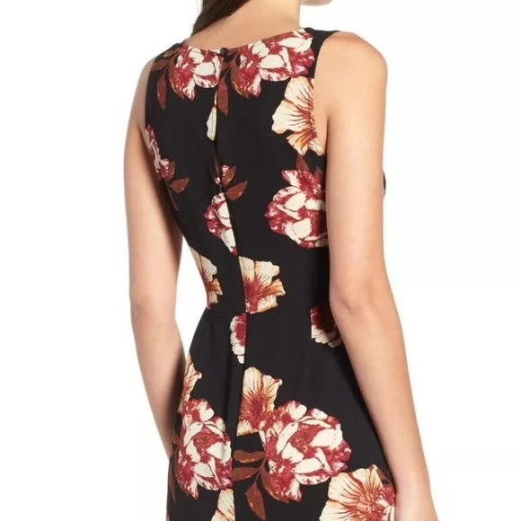 Classy Black Floral Sheath Dress L NWT - Picture 4 of 4